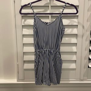 Blue and white striped romper